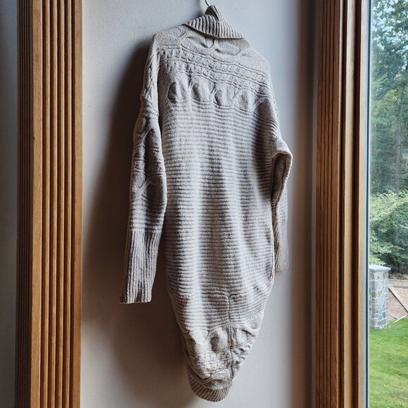 Pink Rose Beige Chunky Cable Knit Angled Open Cardigan Size XL - Picture 13 of 15